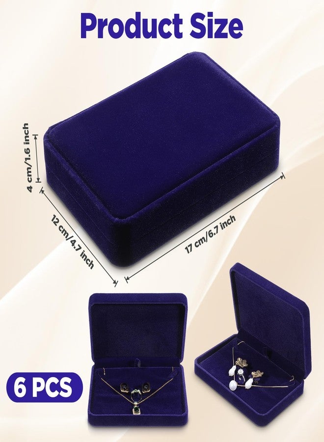 PercyEffie 6Pcs jewelry gift boxes Velvet jewelry set boxes bulk for women Bule Necklace gift box Ring Earrings Pendant large gifts box Flannel Jewely case for Traveling Wedding Engagement Birthday - Image 3